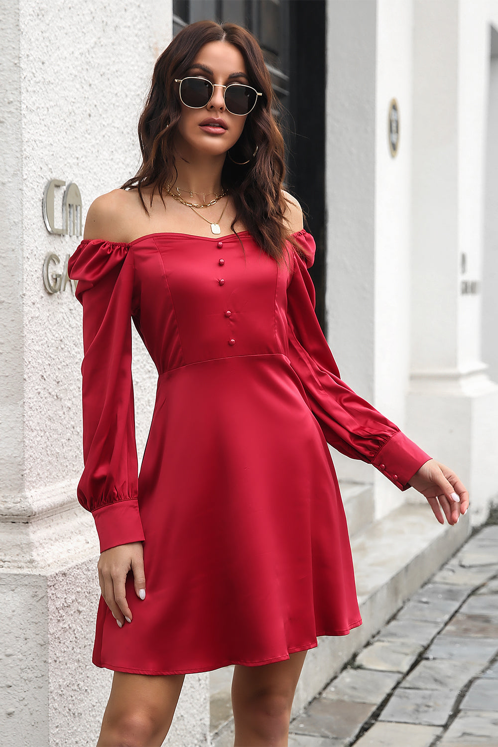 Burgundy Off Shoulder Short Prom Dress