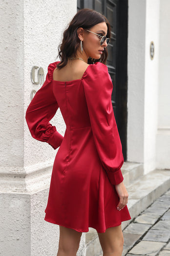 Burgundy Off Shoulder Short Prom Dress