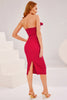 Load image into Gallery viewer, Strapless Burgundy Bodycon Cocktail Dress