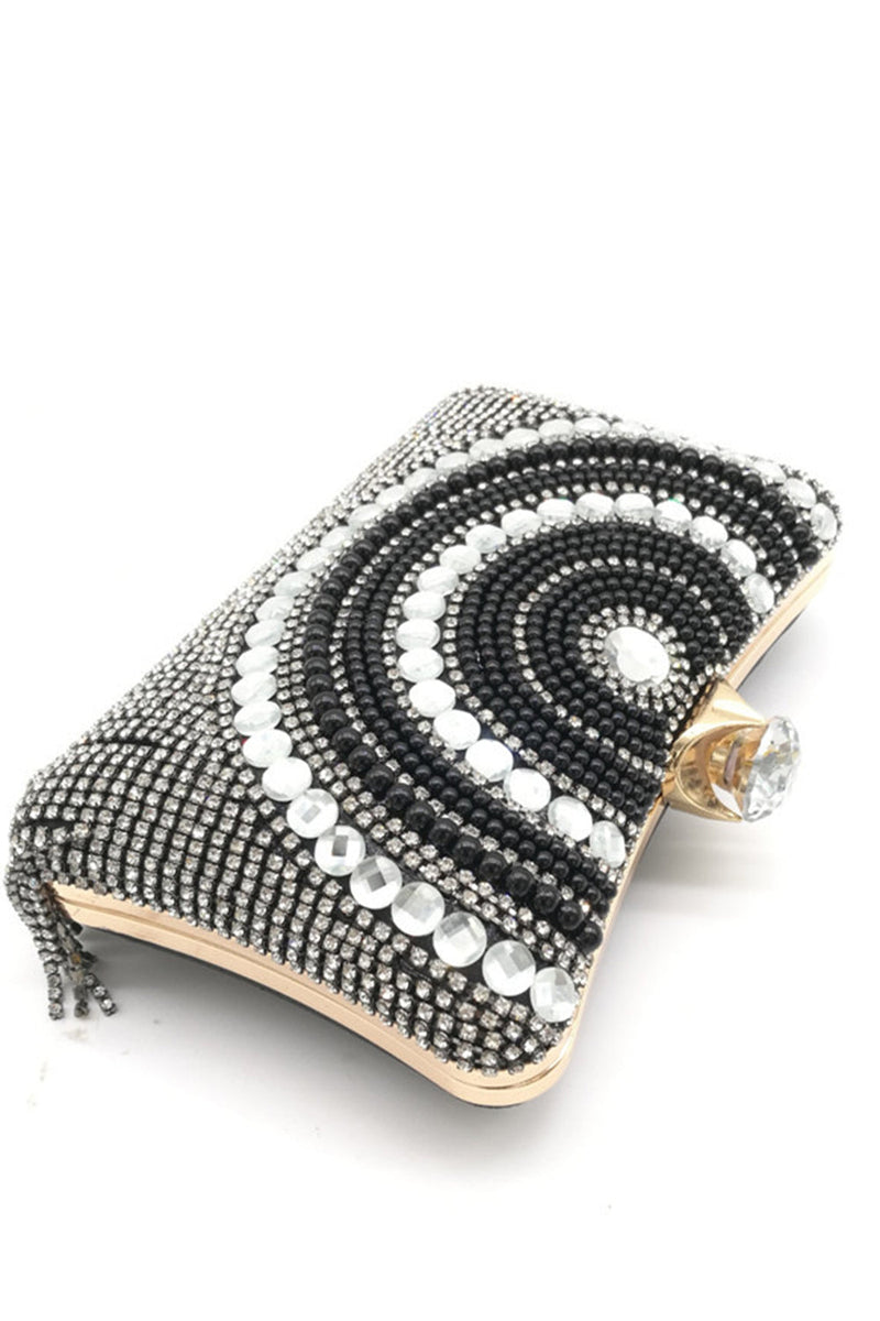 Load image into Gallery viewer, Golden Beaded Pearls Party Clutch