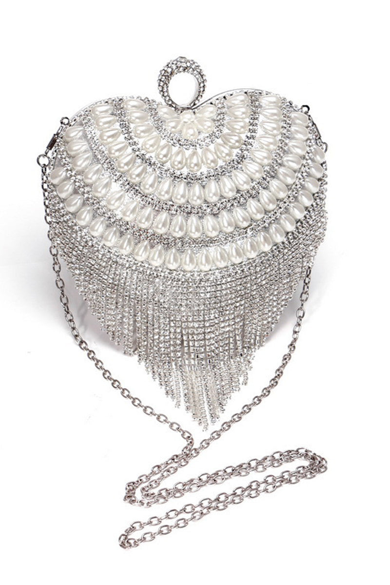 Load image into Gallery viewer, Champagne Beaded Pearls Party Clutch