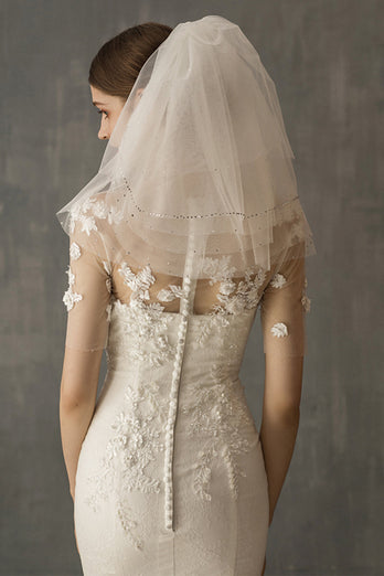 Five-Layer Point Drill Short Bridal Veils