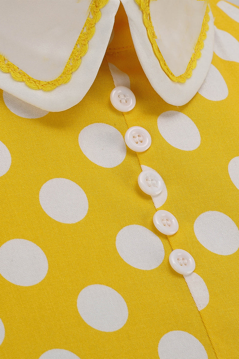 Load image into Gallery viewer, Yellow Polka Dots Spring 1950s Dress