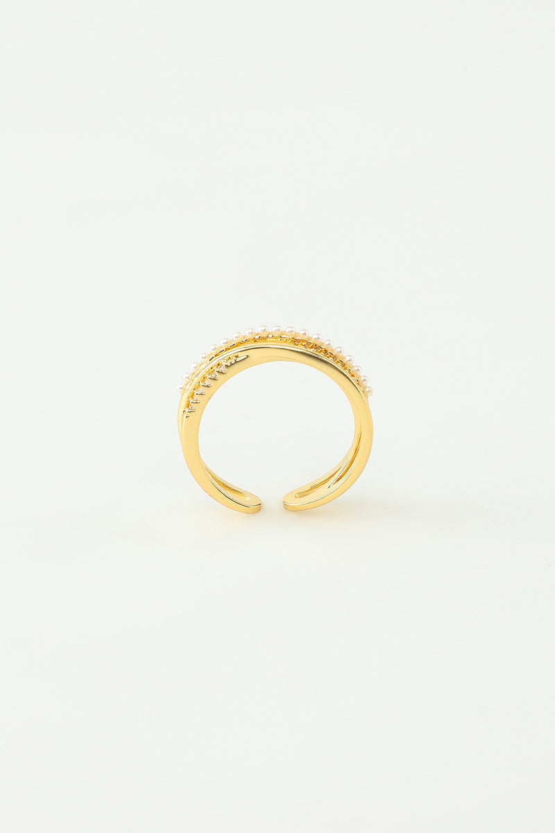 Load image into Gallery viewer, Golden Zircon Ring with Pearl