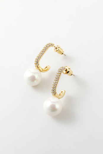 Pearl  Beading Golden Earrings