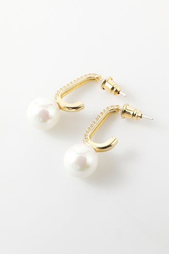 Pearl  Beading Golden Earrings