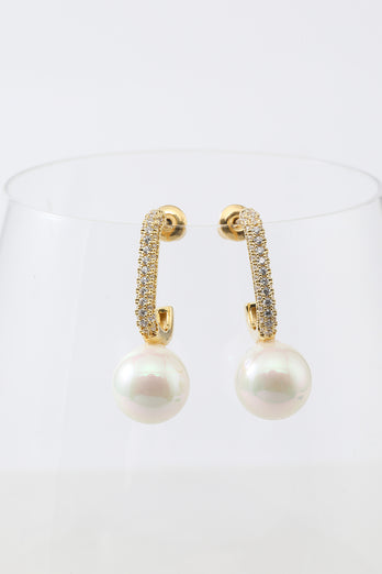 Pearl  Beading Golden Earrings