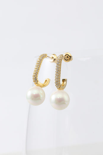 Pearl  Beading Golden Earrings