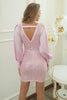 Load image into Gallery viewer, Bling Sheath V Neck Pink Short Party Dress