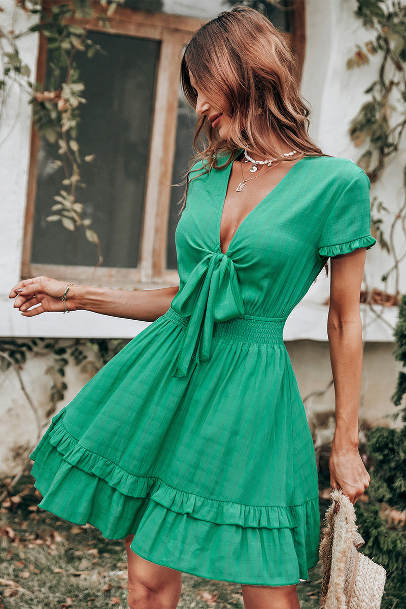 Load image into Gallery viewer, Green Vintage Summer Boho Dress