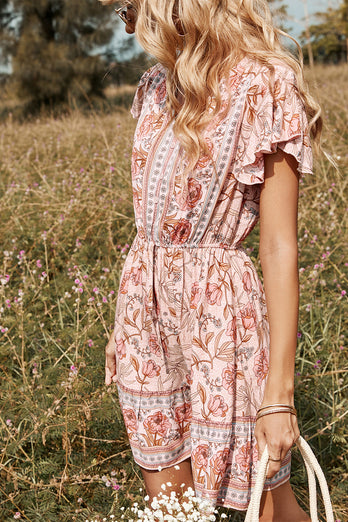 Blush Flower Print Summer Boho Dress