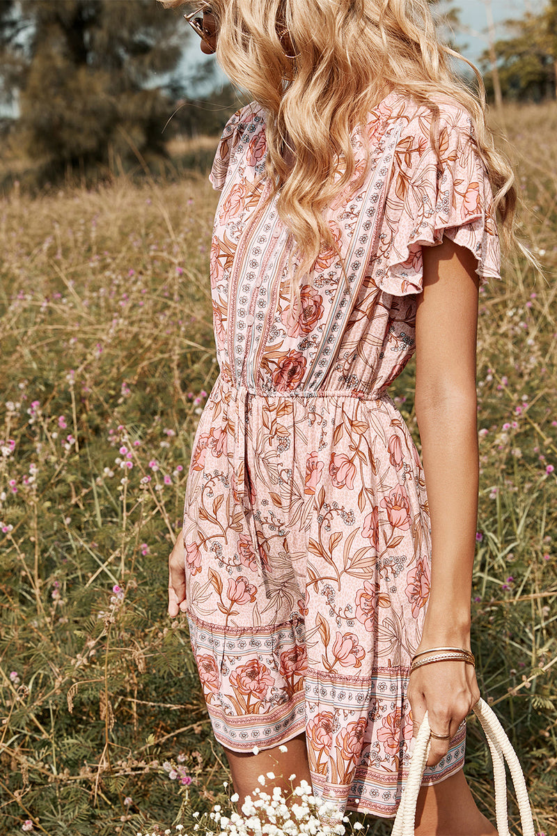 Load image into Gallery viewer, Blush Flower Print Summer Boho Dress