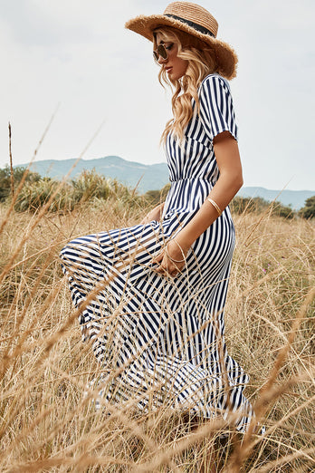 Navy Striped Dress Summer Casual Dress