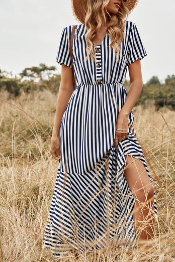 Navy Striped Dress Summer Casual Dress