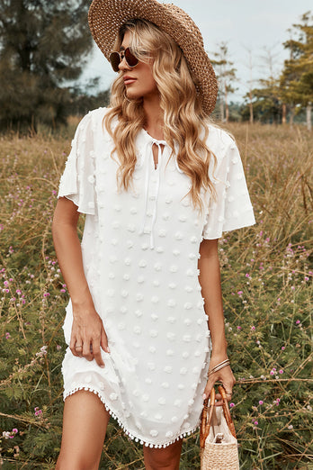 White Lace Chiffon Summer Dress