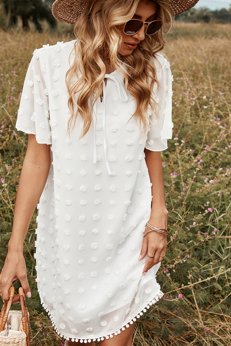 Load image into Gallery viewer, White Lace Chiffon Summer Dress