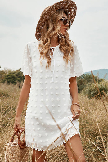 White Lace Chiffon Summer Dress