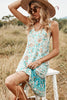 Load image into Gallery viewer, Green Flower Print Summer Boho Dress