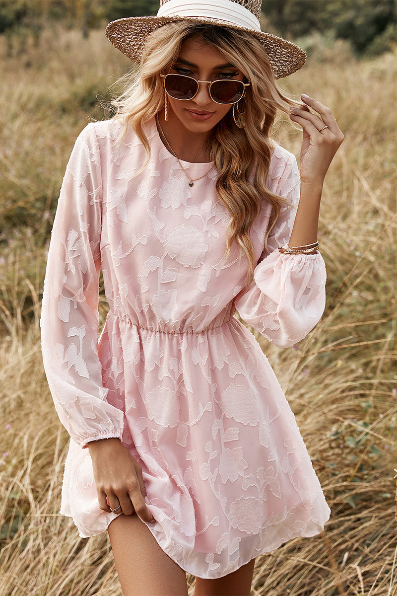 Load image into Gallery viewer, Pink Long Sleeves Summer Casual Dress