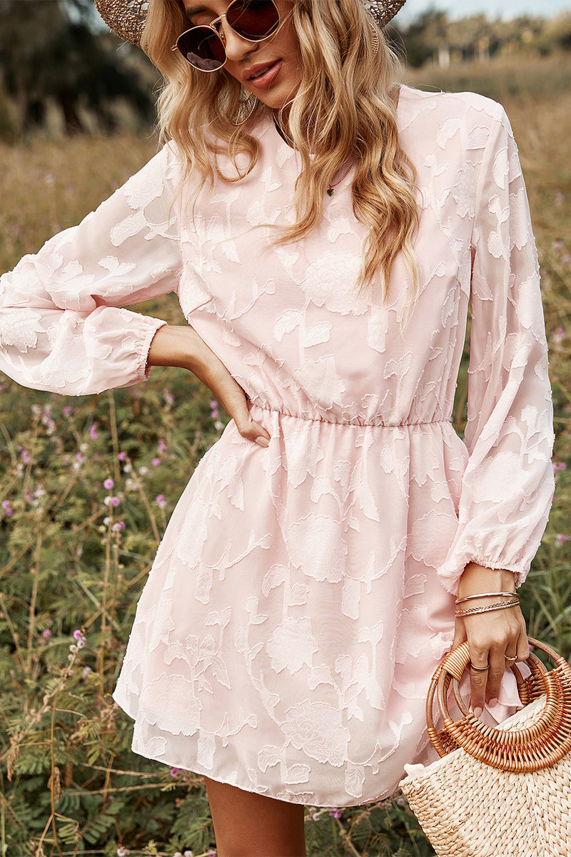 Load image into Gallery viewer, Pink Long Sleeves Summer Casual Dress