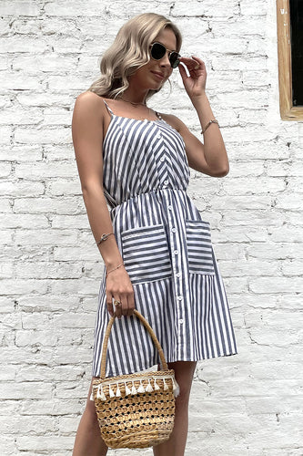 Spaghetti Straps Grey Summer Dress