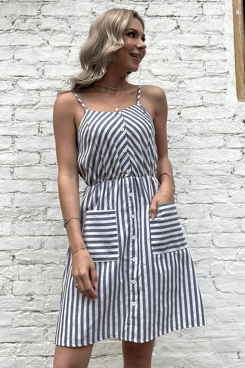 Load image into Gallery viewer, Spaghetti Straps Grey Summer Dress