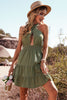 Load image into Gallery viewer, Halter Army Green Summer Dress Backless