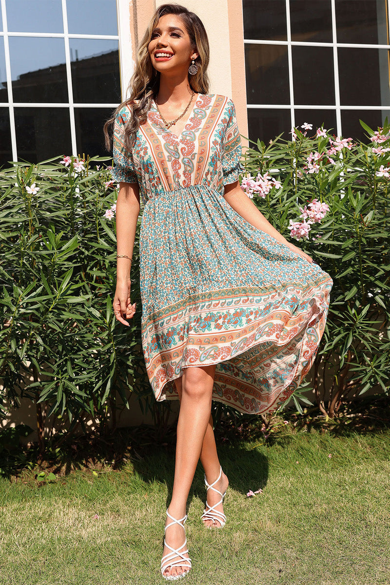 Load image into Gallery viewer, Boho Floral Print High Low Summer Dress