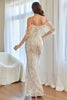 Load image into Gallery viewer, Glitter Mermaid Apricot Sequins Prom Dress