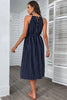Load image into Gallery viewer, Halter Polka Dots Royal Blue Summer Dress