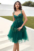 Load image into Gallery viewer, Green Beading Tulle Graduation Dress