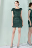 Load image into Gallery viewer, Dark Green Bateau Neck Bodycon Cocktail Dress