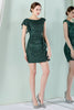 Load image into Gallery viewer, Dark Green Bateau Neck Bodycon Cocktail Dress