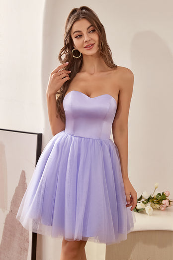 Sweetheart Purple A-Line Cocktail Dress