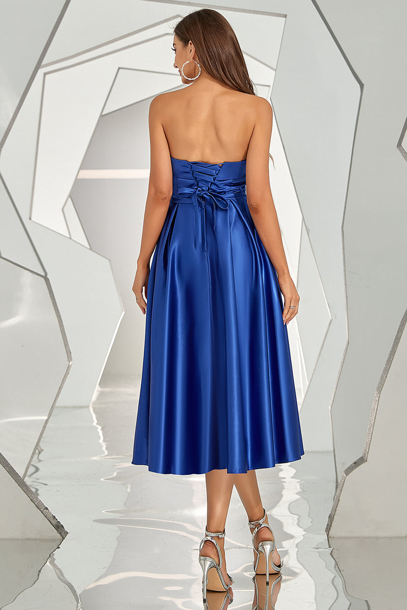 Load image into Gallery viewer, Royal Blue Strapless Wedidng Party Dress