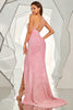 Load image into Gallery viewer, Blush One Shoulder Sequined Mermaid Prom Dress