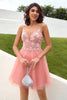 Load image into Gallery viewer, Blush Appliques Tulle Cute Graduation Dress