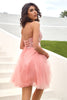Load image into Gallery viewer, Blush Appliques Tulle Cute Graduation Dress