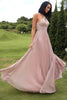 Load image into Gallery viewer, Blush Halter Sparkly Prom Dress with Ruffles