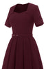 Load image into Gallery viewer, Burgundy 1950s Swing Dress with Belt