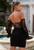 Load image into Gallery viewer, Sheath Off the Shoulder Black Short Prom Dress