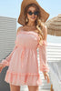 Load image into Gallery viewer, Off the Shoulder Blush Summer Dress with Jacquard Wood Ear