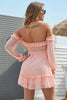 Load image into Gallery viewer, Off the Shoulder Blush Summer Dress with Jacquard Wood Ear