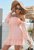 Load image into Gallery viewer, Off the Shoulder Blush Summer Dress with Jacquard Wood Ear