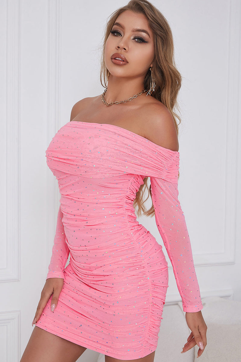 Load image into Gallery viewer, Sheath Off the Shoulder Coral Short Prom Dress