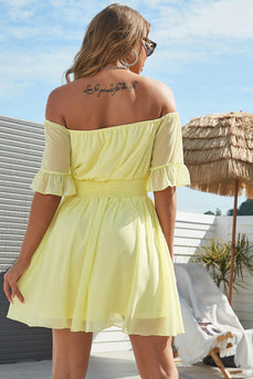 Cute A Line Off the Shoulder Yellow Cocktail Dress