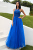 Load image into Gallery viewer, Royal Blue Tulle Prom Dress with Appliques