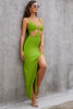 Load image into Gallery viewer, Green Halter Neck Bodycon Summer Dress