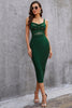 Load image into Gallery viewer, Straps Dark Green Bodycon Cocktail Dress
