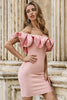 Load image into Gallery viewer, Blush Off The Shoulder Bodycon Cocktail Dress